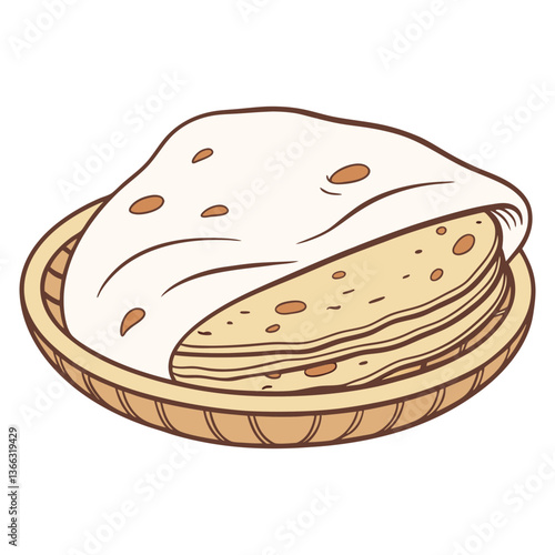 chapati on a busket white background 