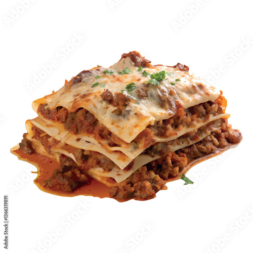 delicious Beef lasagne on white background 