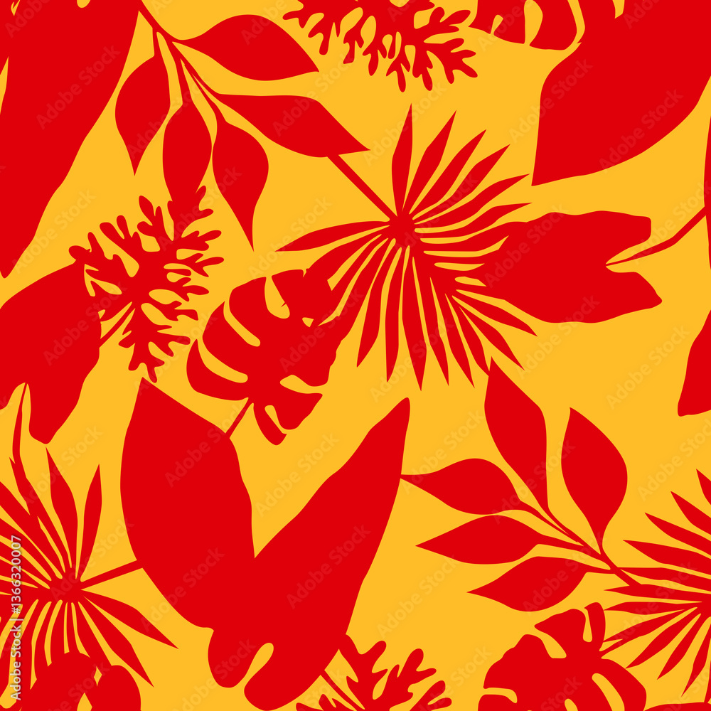 Tropical pattern, floral, leaves. Digital print in Repeat (rapport), Resolution 300 DPI, ideal for fashion, decoration and stationery. Tropical pattern, floral, leaves. Digital print in Repeat (rapport), Resolution 300 DPI, ideal for fashion, decoration and stationery.