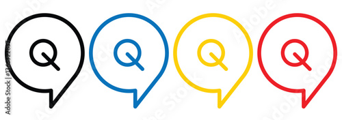 Chat question and answer icon set. FAQ sign. Tick, question, information and answers mark. Question mark icon set. Bubble question, ans icon. Help peech bubble. Vector illustrator
