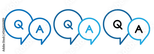 Chat question and answer icon set. FAQ sign. Tick, question, information and answers mark. Question mark icon set. Bubble question, ans icon. Help peech bubble. Vector illustrator