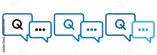 Chat question and answer icon set. FAQ sign. Tick, question, information and answers mark. Question mark icon set. Bubble question, ans icon. Help peech bubble. Vector illustrator