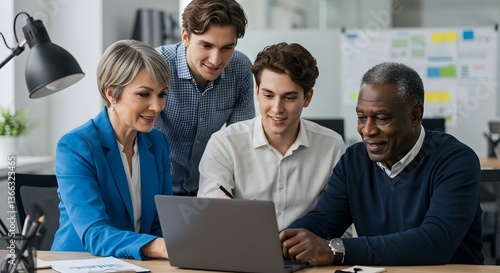 Diverse Team Meeting Laptop Office.