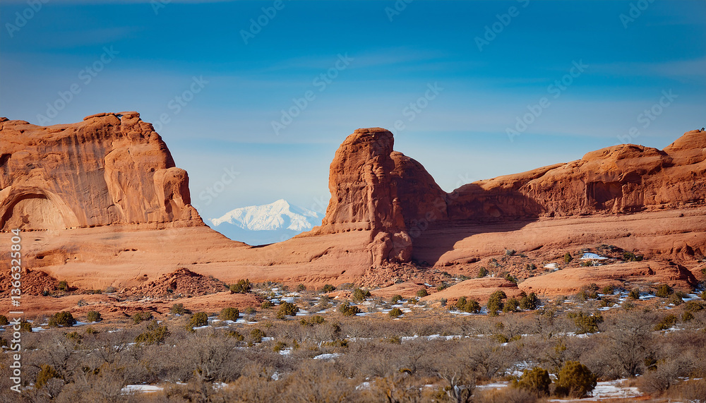 Fototapeta premium Majestic Utah scenery with breathtaking red rock formations, deep canyons, expansive desert plains