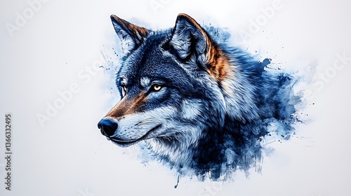 Wallpaper Mural Vibrant wolf head digital splatter style high resolution wallpaper Torontodigital.ca