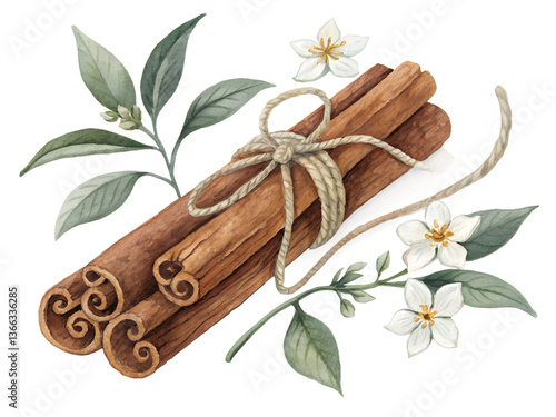Cinnamon Sticks PNG – Aromatic Spice, Herbal Illustration, Transparent Background