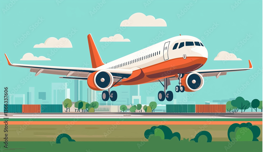 Fototapeta premium Illustration of an airplane flying