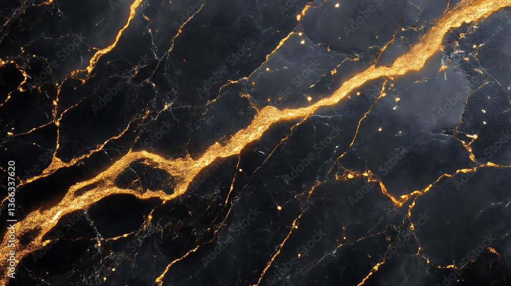 Fototapeta premium Abstract Black Marble with Gold Veins Design