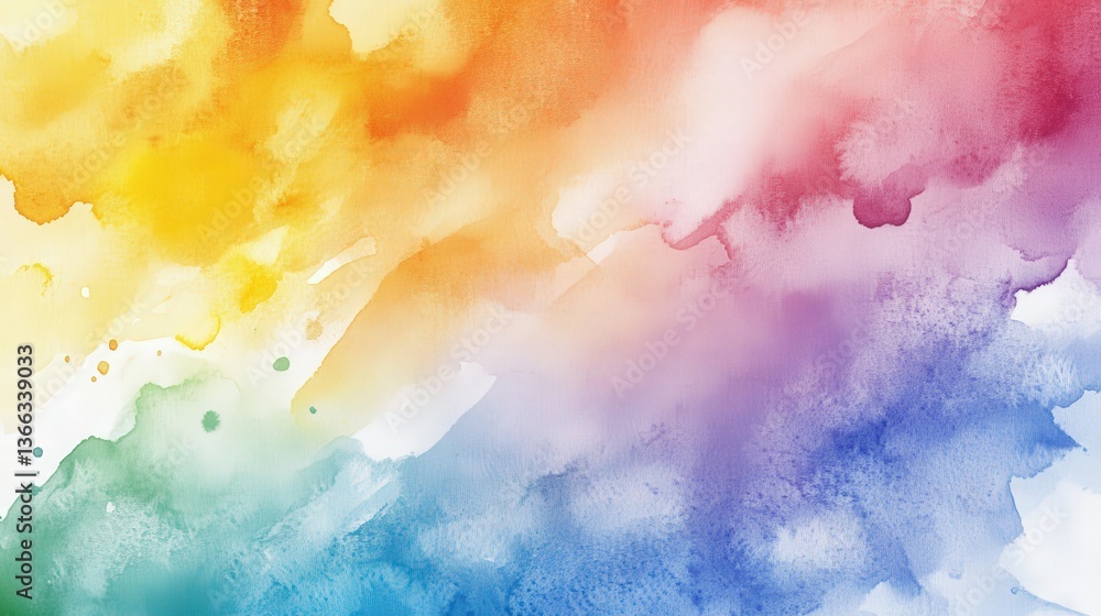 Obraz premium Vibrant watercolor abstract background with multiple blended rainbow hues