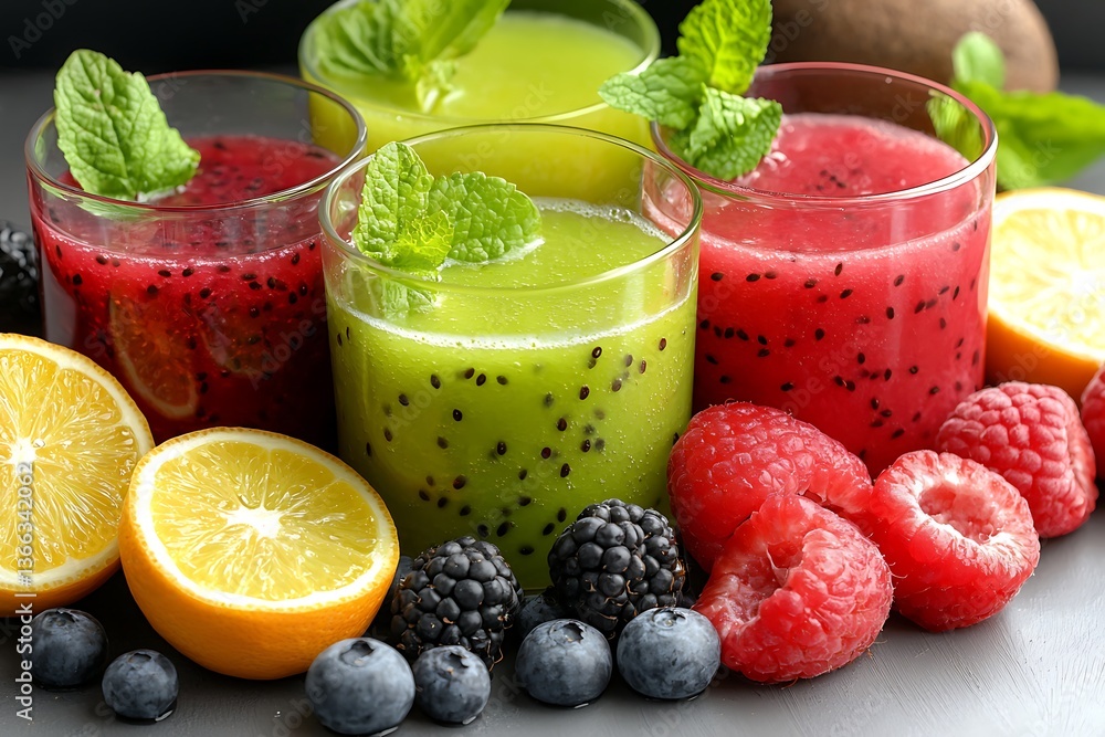 Fresh fruit smoothies with berry, and citrus. Fresh fruit smoothies with berry, and citrus.