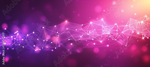 Futuristic minimalist data flow chart with glowing lines and circular nodes on translucent design