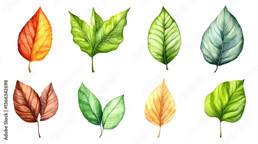 Vibrant Spring Leaves Watercolor Illustration Vibrant Spring Leaves Watercolor Illustration