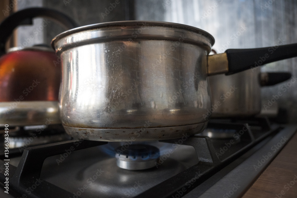 Cooking potatoes, in the kitchen. Dinner