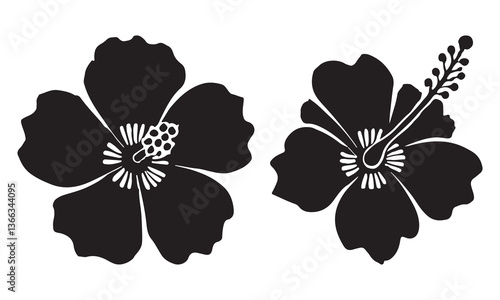 Elegant black flower silhouette vector, decorative floral design for artwork.