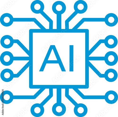 AI Processor icon for websites and mobile minimalistic flat blue design. Mini AI CPU icon in flat style. Mobile AI CPU. EPS 10