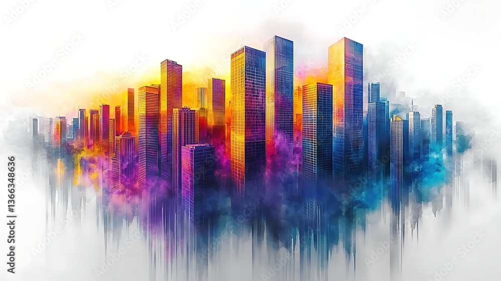 Fototapeta premium Abstract colorful building with artistic flair high resolution photo