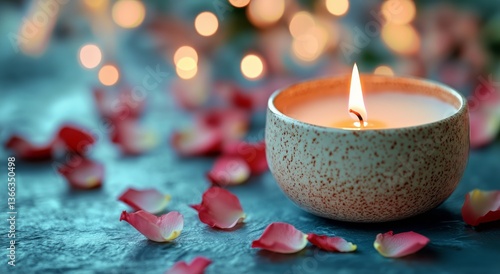 Relaxing Candlelight Ambiance With Rose Petals and Soft Glowing Lights in the...