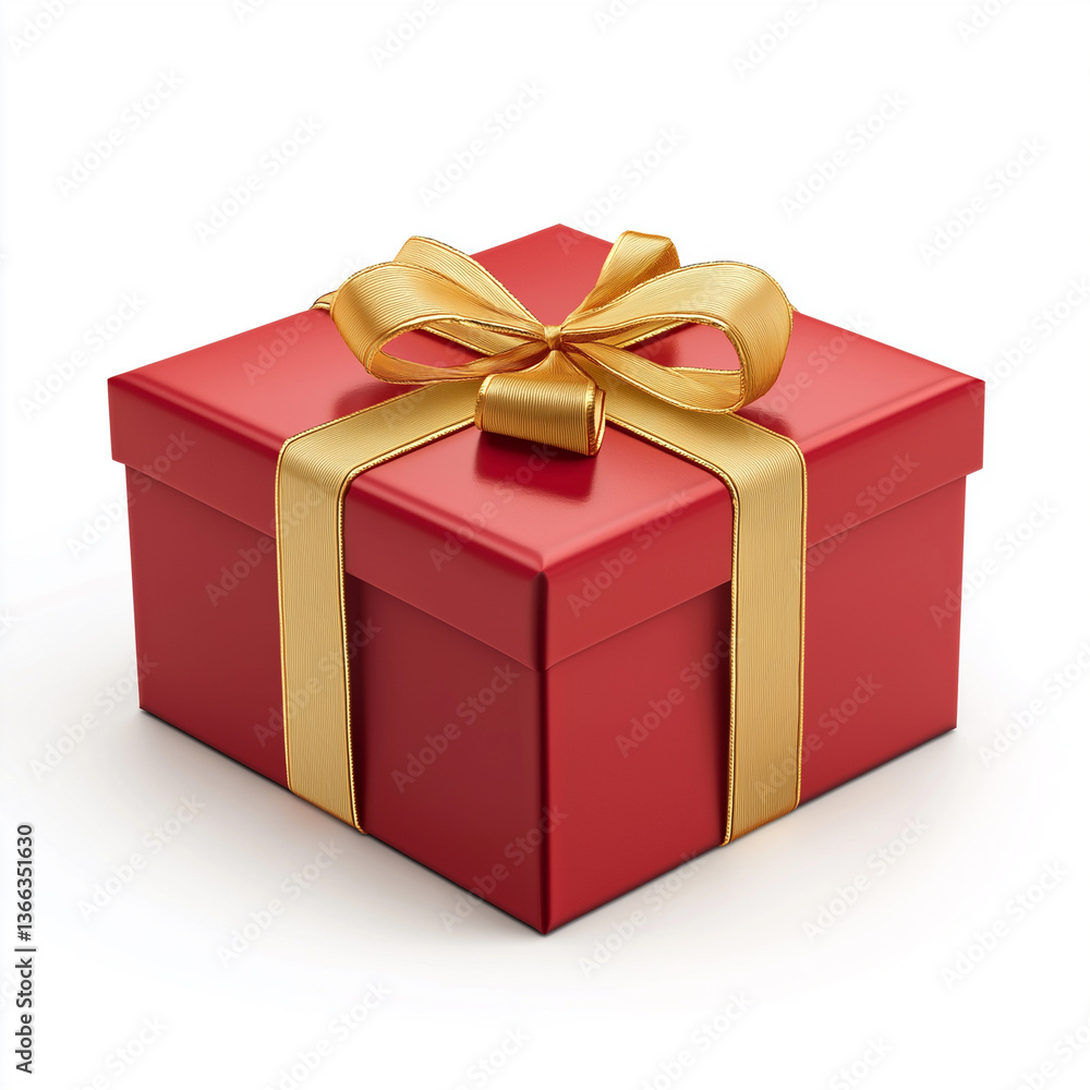 red gift box with gold ribbon, Isolated on white Background. red gift box with gold ribbon, Isolated on white Background.