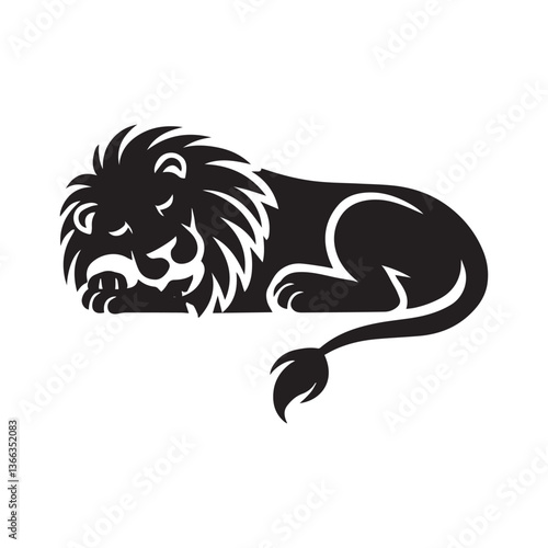 Sleeping Lion Animal  Vector Illustration Silhouette