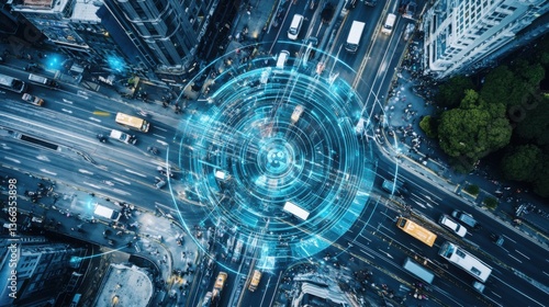 Wallpaper Mural An AI powered system optimizing urban transportation by analyzing real time traffic conditions, commuter behaviors, and route availability for efficient transit management Torontodigital.ca