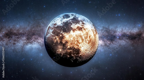 Wallpaper Mural Radiant Moon Surrounded by a Glittering Galaxy and Starry Sky in a Cosmic Landscape Torontodigital.ca