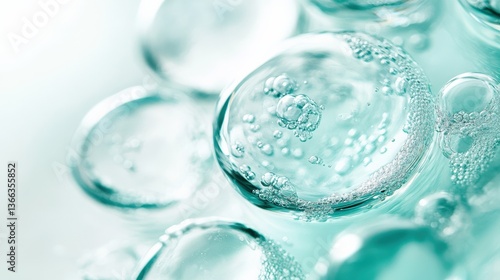 Wallpaper Mural Close-up of Transparent Bubbles and Liquid Torontodigital.ca