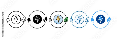 Green Energy Icon Set Multiple Style Collection