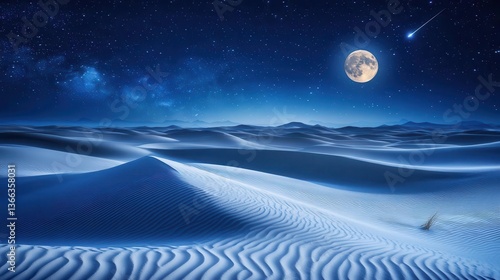 Wallpaper Mural Stunning Desert Landscape Under a Bright Moonlit Sky Filled With Stars at Night Torontodigital.ca