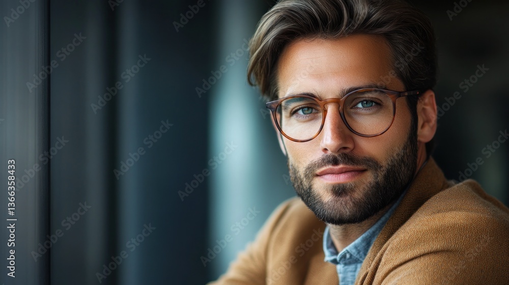 Obraz premium Portrait of confident businessman wearing glasses.