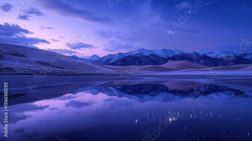 Wallpaper Mural Tranquil Night Landscape with Stars Reflecting on Calm Lake Surrounded by Majestic Mountains Torontodigital.ca