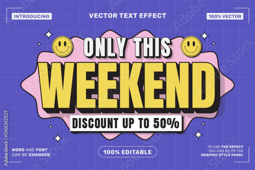 This Weekend Discount Cartoon Style Editable Text Effect | Bold, Fun, Promotional Typography