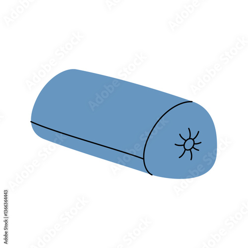 Cylindrical bolster pillow. Comfortable fluffy pillow. Vector illustration.