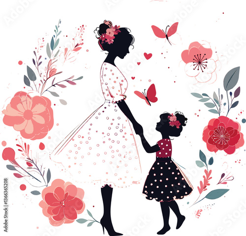 Floral Embrace A Mother's Day Silhouette in Bloom