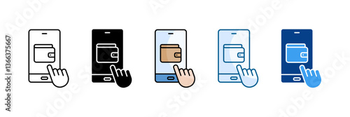 Mobile Wallets Icon Set Multiple Style Collection
