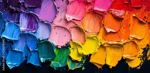 Colorful Oil Paint Textures Create a Vibrant Abstract Pattern on a Canvas