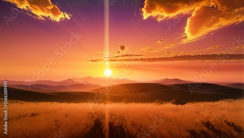 sunset over the river