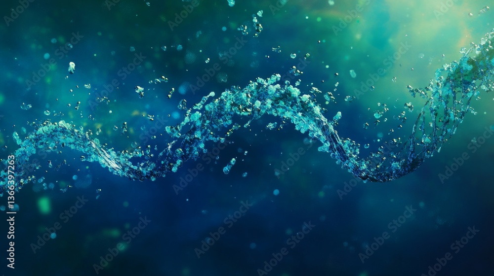 A dynamic abstract representation of a wave composed of shimmering blue particles, evoking fluidity, motion, and energy in a vibrant underwater-inspired setting.. AI Generation A dynamic abstract representation of a wave composed of shimmering blue particles, evoking fluidity, motion, and energy in a vibrant underwater-inspired setting.. AI Generation