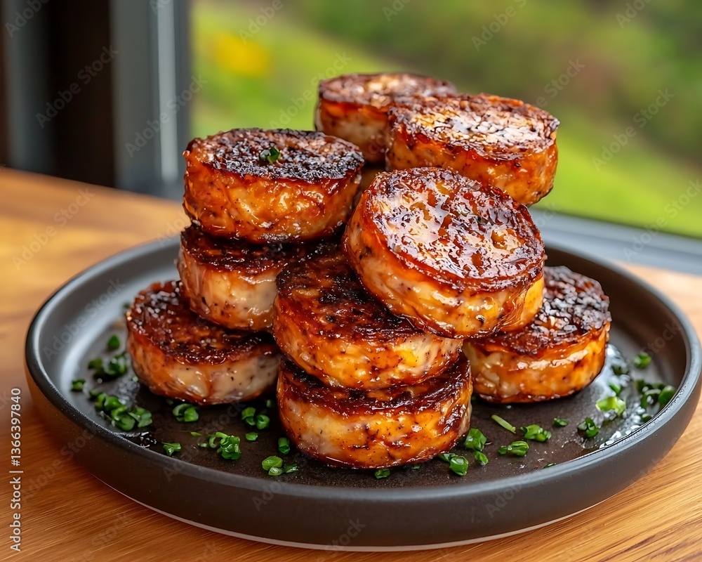 Fried Rice Cakes, Wooden Table Fried Rice Cakes, Wooden Table