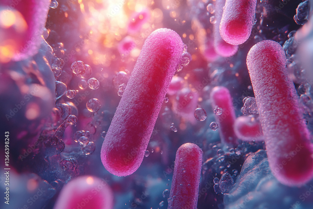 Lactobacillus bacteria, probiotic medical background 3d animation.
Lactobacillus bacteria, probiotic medical background 3d animation.