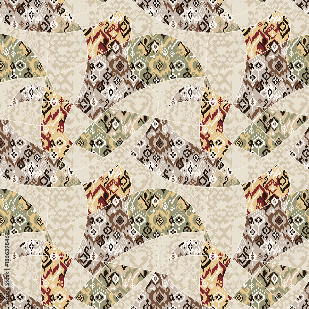 Obraz premium Seamless hand drawn crispy flower pattern. Watercolor floral pattern for fabric, apparel, wallpaper. Unique floral and ethnic design. Modern crispy flower wallpaper tile. Carpet pattern background.