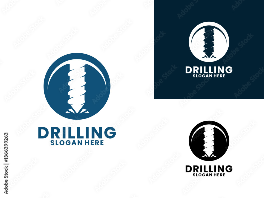 Circle Drill Mining logo design vector. Drill simple logo design template Circle Drill Mining logo design vector. Drill simple logo design template