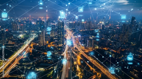 Wallpaper Mural An AI powered system enhancing smart cities by analyzing urban infrastructure, traffic flow, and energy consumption to optimize city management and sustainability Torontodigital.ca