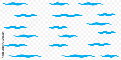 Wind icon set in blue design. Vector line art illustration isolated on white background. EPS10