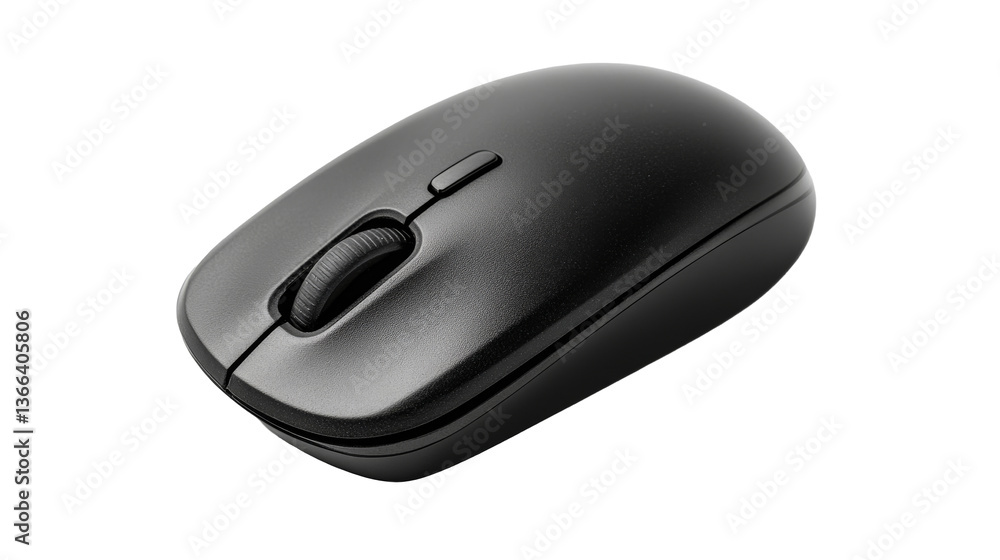 Matte black modern computer mouse, top angle view , cut out transparent Matte black modern computer mouse, top angle view , cut out transparent