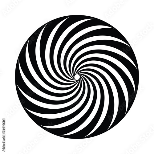 Hypnotic black and white circular spiral design illustration