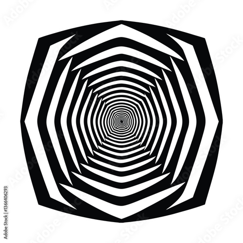 Black and white abstract vector illustration features a unique fingerprint pattern for security and identification