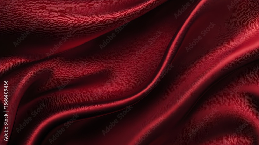 Obraz premium Elegant Deep Crimson Fabric: Abstract Waves and Folds Texture for Luxurious Backgrounds and Creative Projects.