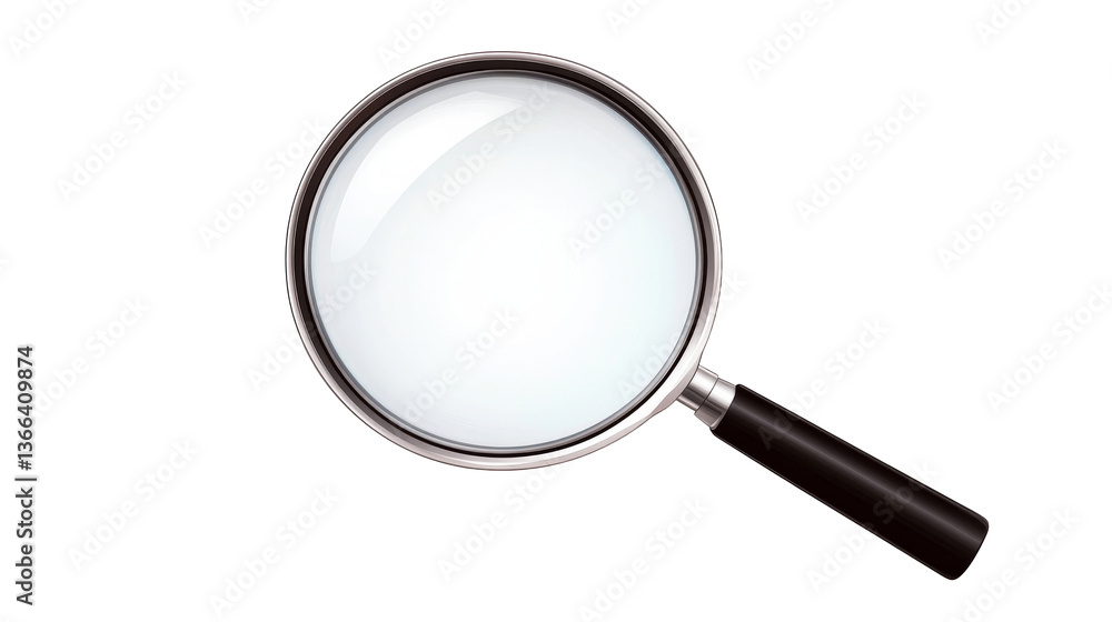 Magnifying glass illustration on black background, cut out transparent Magnifying glass illustration on black background, cut out transparent