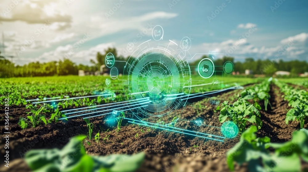 custom made wallpaper toronto digitalAn AI powered system improving agricultural yields by analyzing soil data, AI-assisted crop predictions, and real-time weather tracking for better farming outcomes
