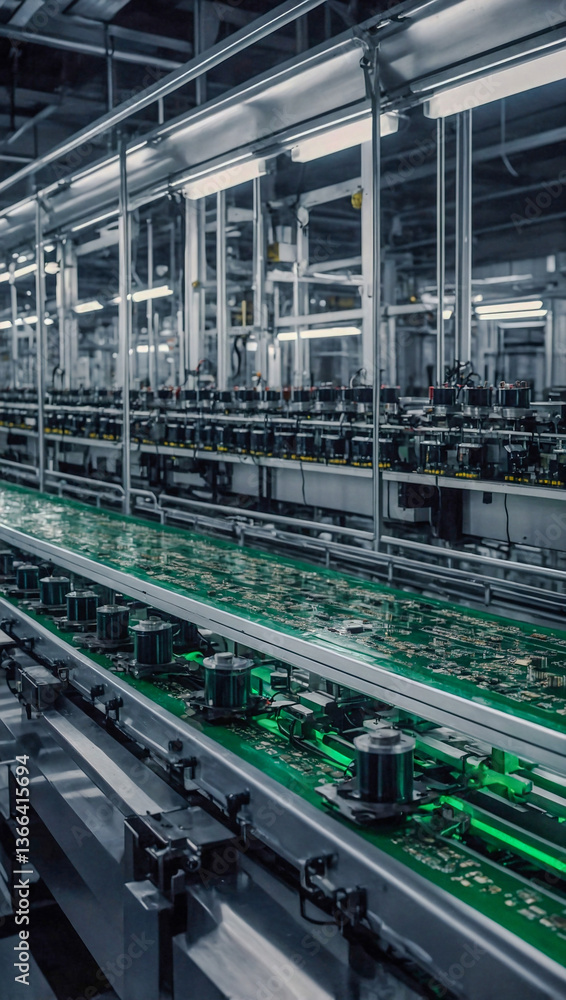 Automated production line with circuit boards Automated production line with circuit boards
